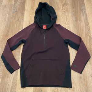 Nike Sportwear Tech Fleece Half Zip Hoodie Sweatshirt Size Small Burgundy Black